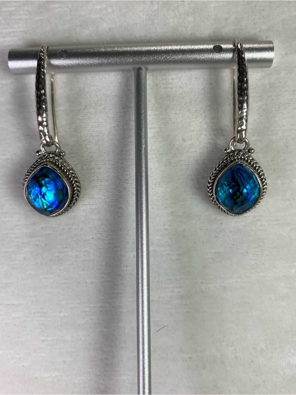 Sarda Sterling Silver Teardrop Abalone Earrings